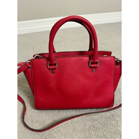 Michael Kors Leather Selma Red Tote Satchel Medium - Picture 8 of 12